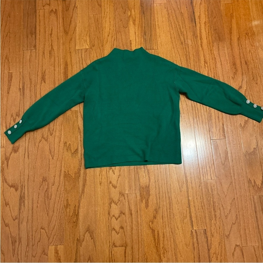 Tahari Emerald Green Mock Neck Sweater Classic Luxe Knit Women M - Picture 2 of 6